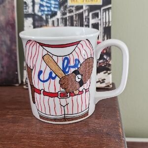 DAVID HYMAN KrazyKid And Kritter White Mug with Red Pinstripe Baseball